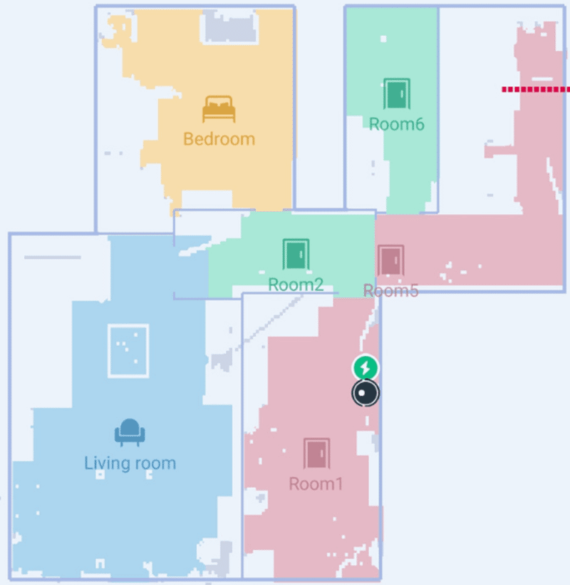 Die Wohnungskarte wird in der Ecovacs Deebot T9 AIVI App betrachtet